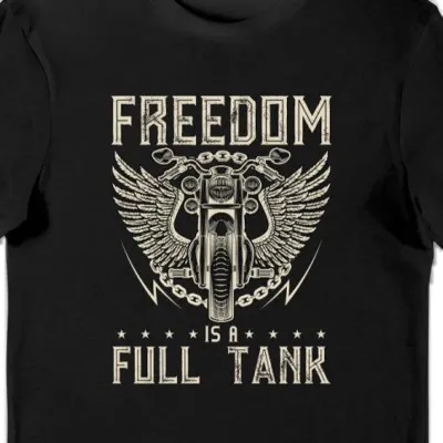 Koszulka dla motocyklisty freedom is full tank czarna