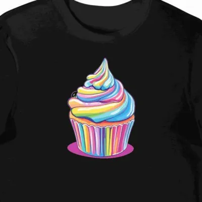 Koszulka męska czarna z nadrukiem cupcake