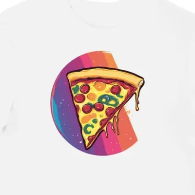 Koszulka męska biała z motywem retro pizzy