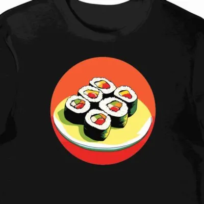 Koszulka męska czarna z motywem lo-fi sushi