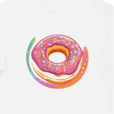 Koszulka męska biała z grafiką ciastka donut
