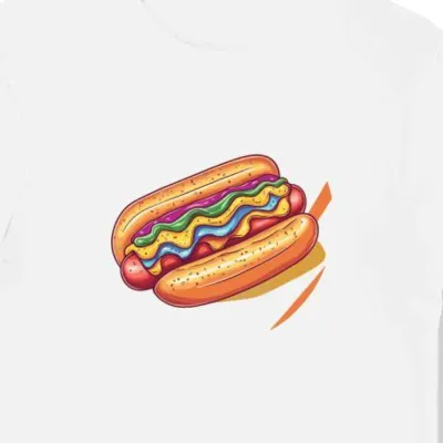 Koszulka męska biała z grafiką hot doga w stylu lofi
