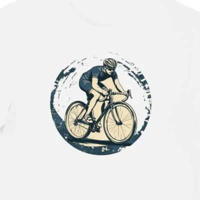Koszulka męska biała z grafiką vintage rowerzysty
