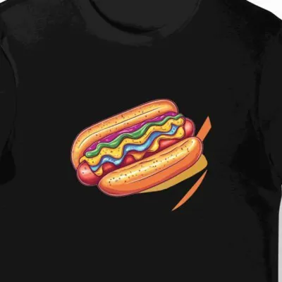 Koszulka męska czarna z motywem retro hot doga