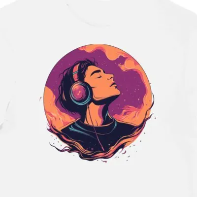 Koszulka męska biała z motywem elektrycznego pop dreamscape
