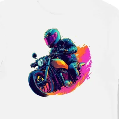Koszulka męska biała z grafiką motoru