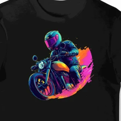 Koszulka męska czarna z nadrukiem motocykla
