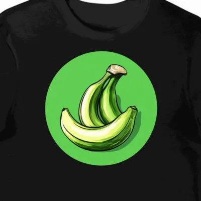 Koszulka męska czarna z grafiką dwóch bananów na zielonym tle