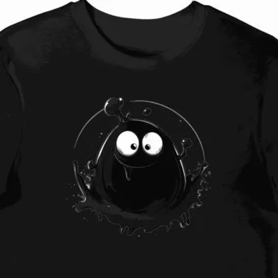 Koszulka męska czarna z nadrukiem czarnego, roześmianego emoji