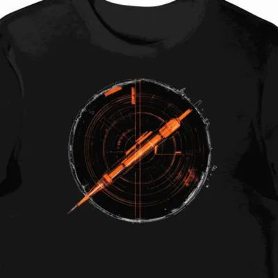 Koszulka męska czarna z nadrukiem futurystycznych broni cyberpunk