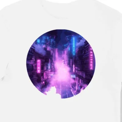 Koszulka męska biała z motywem Cyber Fog dla fanów futurystycznego stylu