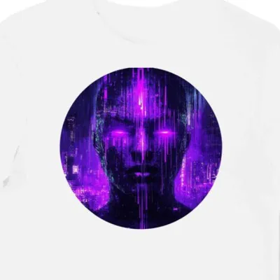 Koszulka męska biała z motywem neonowego cyberpunku (4)