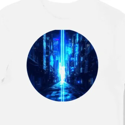 Koszulka męska biała z motywem neonowego cyberpunku (3)