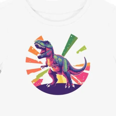 Koszulka damska biała z motywem groovy T-Rexa