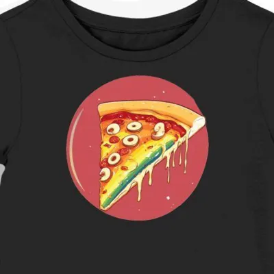 Koszulka damska czarna z motywem pizzy dla miłośników kulinariów