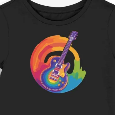 Koszulka damska czarna z motywem gitarowym dla miłośników muzyki