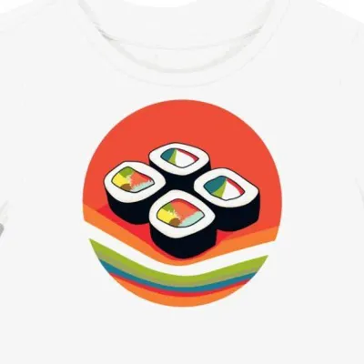 Koszulka damska biała z motywem sushi