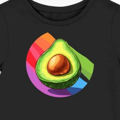 Koszulka damska czarna z motywem avocado dla fanów stylu retro