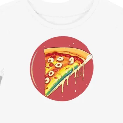 Koszulka damska biała z grafiką pizzy dla miłośników jedzenia