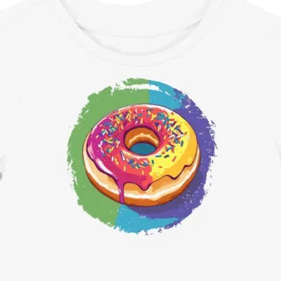 Koszulka damska biała z motywem groovy donut