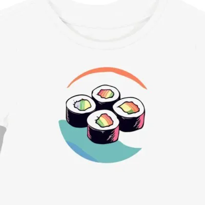 Koszulka damska biała z motywem japońskiego sushi