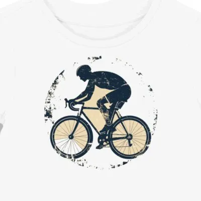 Koszulka damska biała z grafiką rowerzysty vintage