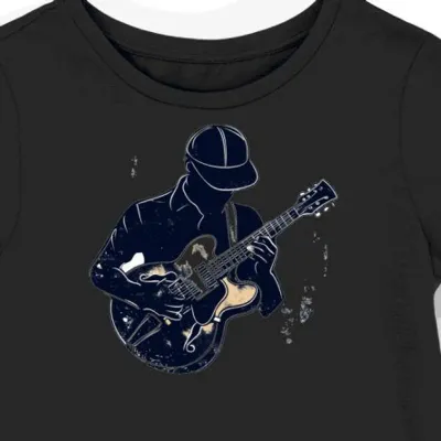 Koszulka damska czarna z motywem gitarzysty vintage