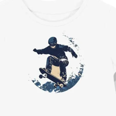 Koszulka damska biała z nadrukiem skater vintage