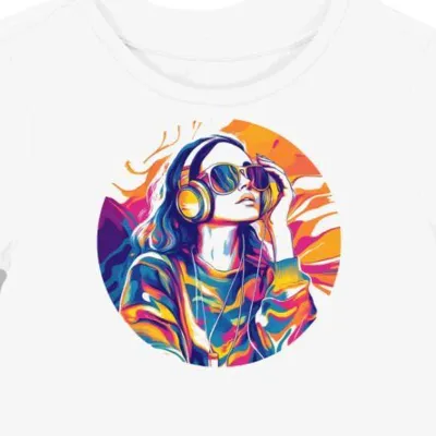 Koszulka damska biała z motywem muzyki marzeń