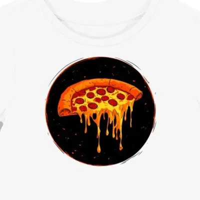 Koszulka damska biała z motywem czerwonej pizzy