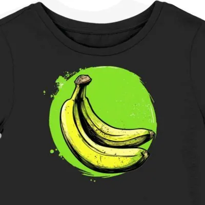 Koszulka damska czarna z nadrukiem ślizgającego się banana
