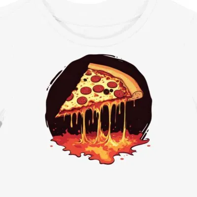 Koszulka damska biała z nadrukiem pizzy i humoru