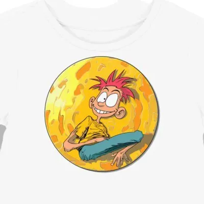 Koszulka damska biała z motywem złotego Ed, Edd i Eddy dla fanów kreskówek