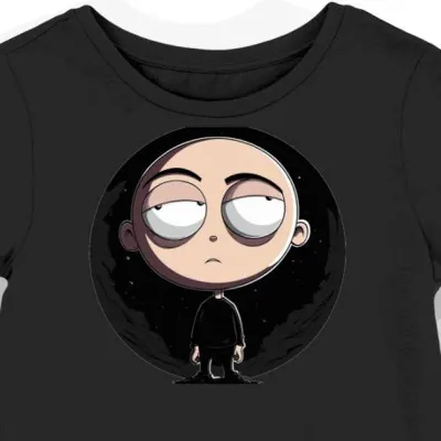 Koszulka damska czarna z motywem futurystycznego Stewie Griffina
