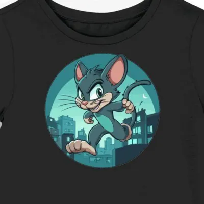 Koszulka damska czarna z motywem Tom i Jerry dla fanów klasycznych kreskówek