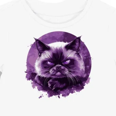 Koszulka damska biała z nadrukiem Grumpy Cat dla fanów humoru internetowego