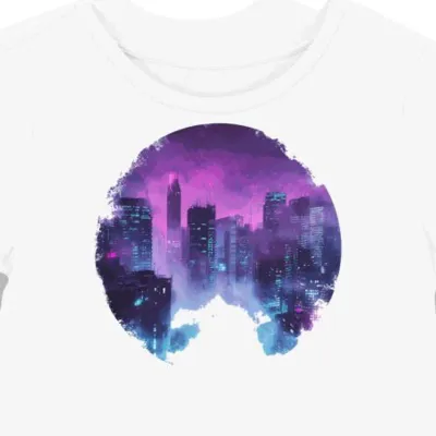 Koszulka damska biała z motywem Cyberpunk Neon Cities