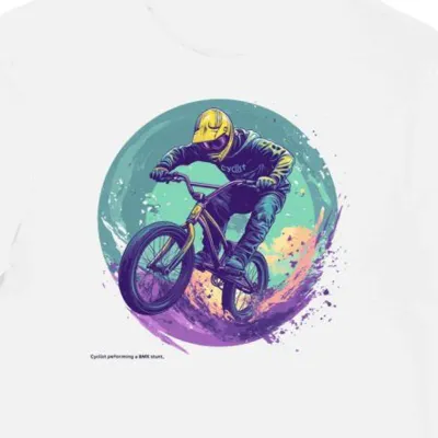 Koszulka męska biała z motywem BMX dla fanów ekstremalnych sportów
