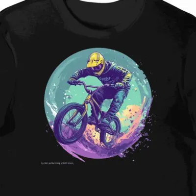 Koszulka męska czarna z motywem BMX