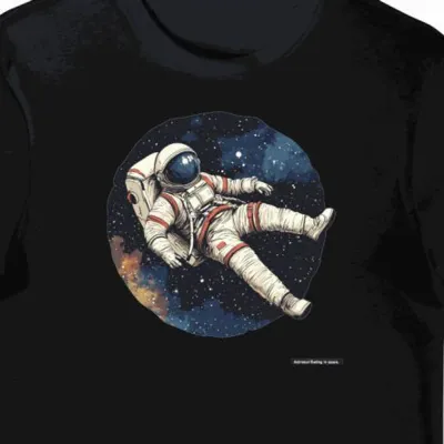 Koszulka męska czarna z grafiką astronauty w kosmicznym stylu