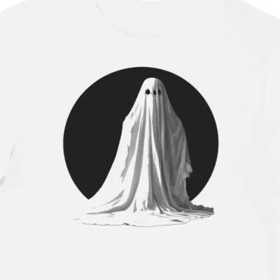 Koszulka męska biała z motywem duchów nawiedzających domy halloween
