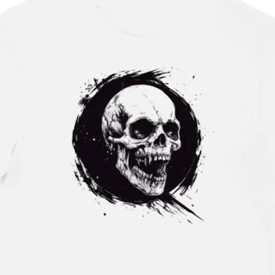 Koszulka męska biała z motywem czaszki zombie halloween(4)