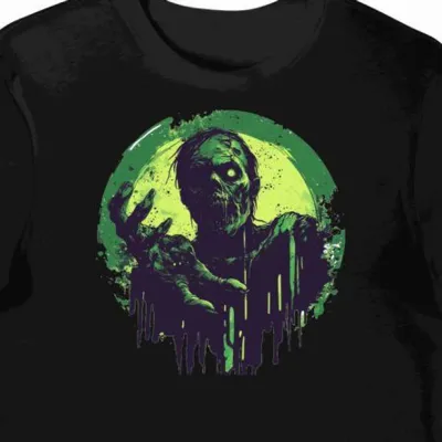 Koszulka męska czarna z nadrukiem zdekomponowanej ręki zombie halloween