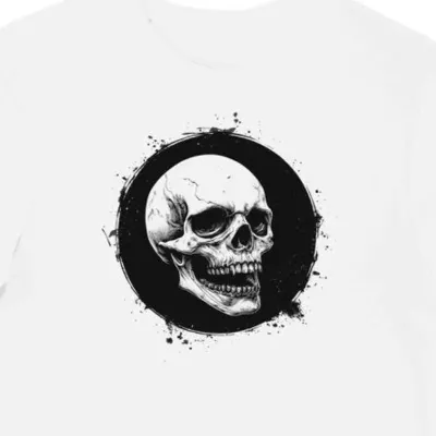 Koszulka męska biała z grafiką czaszki zombie halloween