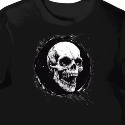 Koszulka męska czarna z motywem czaszki zombie halloween(3)