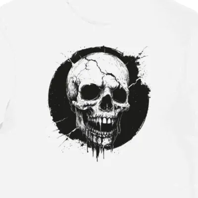 Koszulka męska biała z motywem czaszki zombie halloween(2)