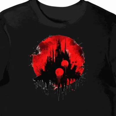 Koszulka męska czarna z nadrukiem krwawego zombie halloween(2)