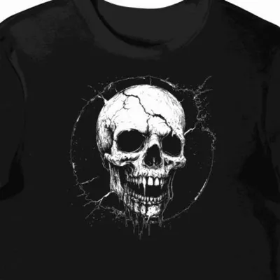 Koszulka męska czarna z motywem czaszki Zombie halloween