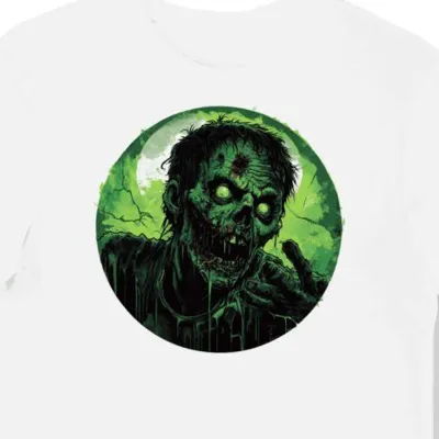 Koszulka męska biała z motywem rozkładającego się zombie halloween(2)