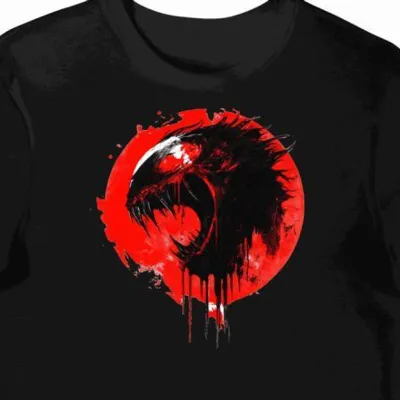 Koszulka męska czarna z nadrukiem krwawiącej zombie szczęki halloween